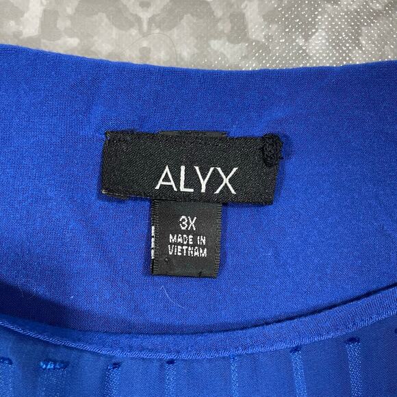 Alyx Bold Blue Kaftan Style Asymmetrical Sheer Top - Size 3X - Women's Plus Size - Picture 5 of 7